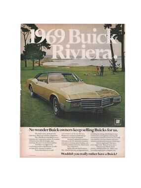 1969 Buick Riviera Magazine Advertisement Color 1968 Automobilia Vintage